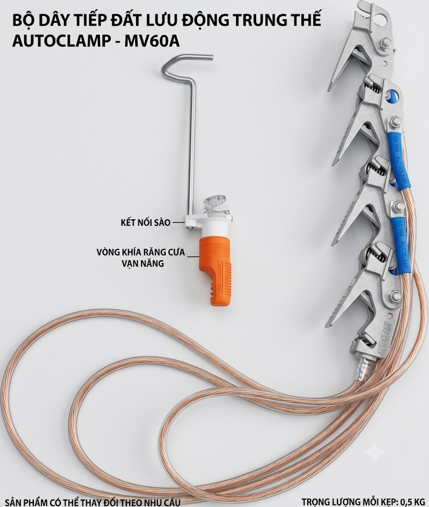 Bộ Tiếp Địa Lưu Động AUTOCLAMP Model MV60A: Giải Pháp Tiếp Địa An Toàn Cho Lưới Điện Trung Thế