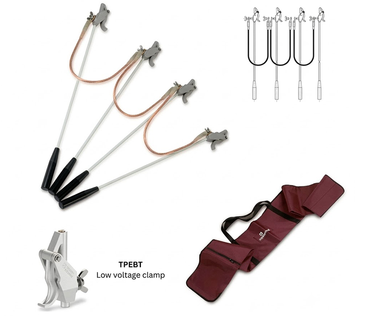 Bộ tiếp địa và ngắn mạch hạ áp Sofamel ELBT-CC – 4 kẹp PEBT, Ø3–18 mm