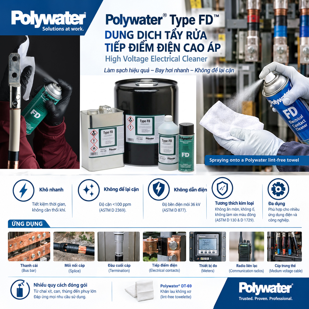 Polywater® Type FD™ – Dung dịch tẩy rửa tiếp xúc điện cao áp