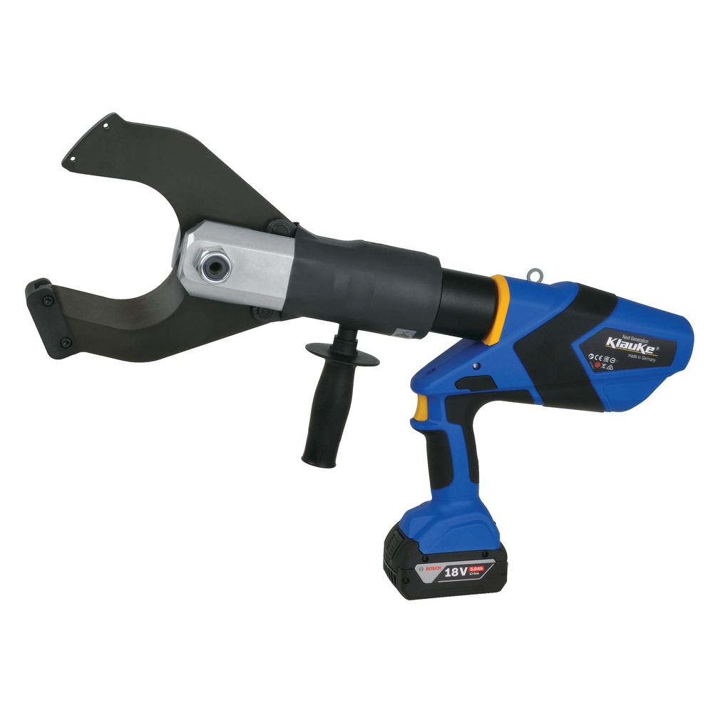Klauke ES 105: Kìm cắt cáp thủy lực dùng pin Ø105 mm, đầu hở xoay được, lực cắt 74 kN