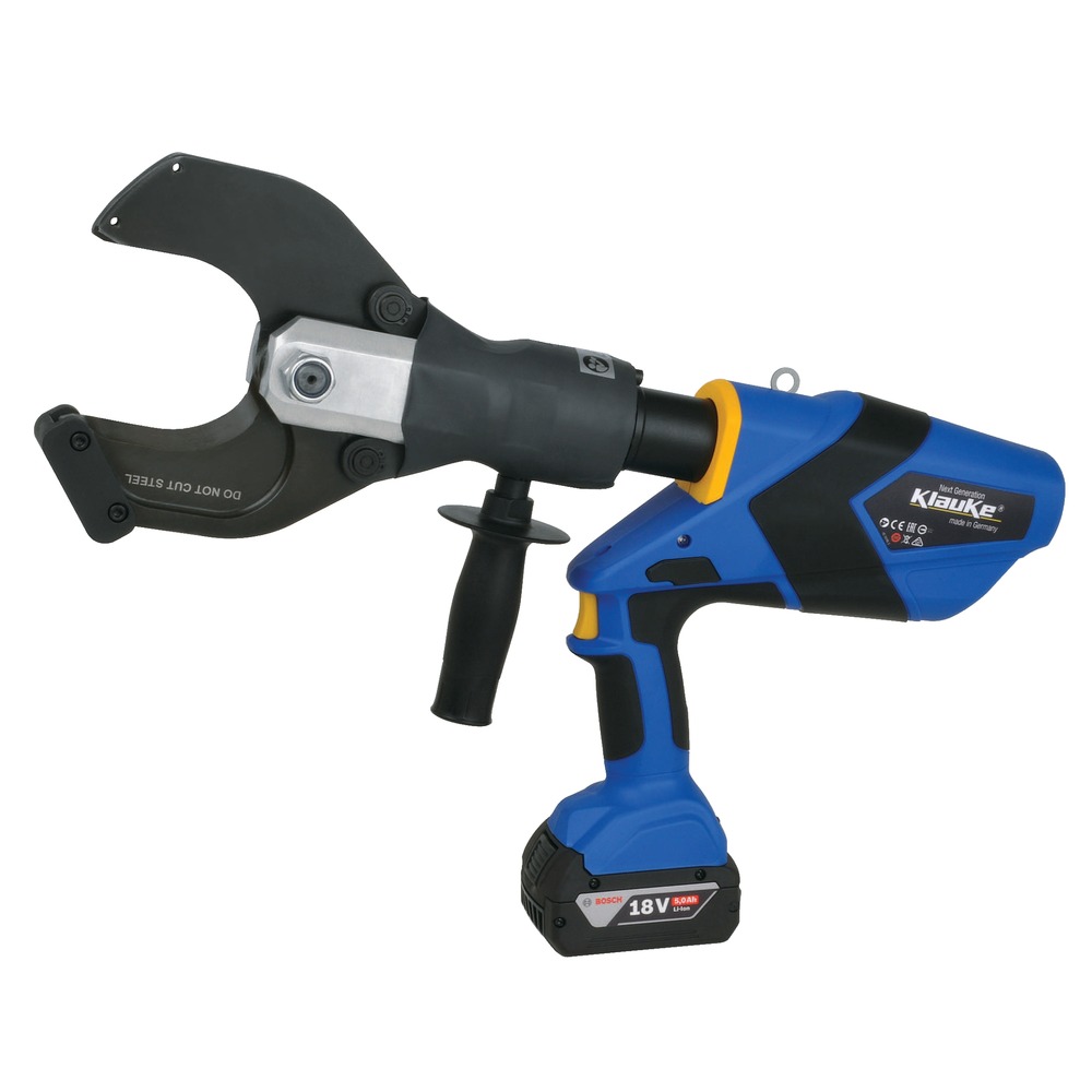 Klauke ES 85: Kìm cắt cáp thủy lực dùng pin Ø85 mm, đầu hở xoay được