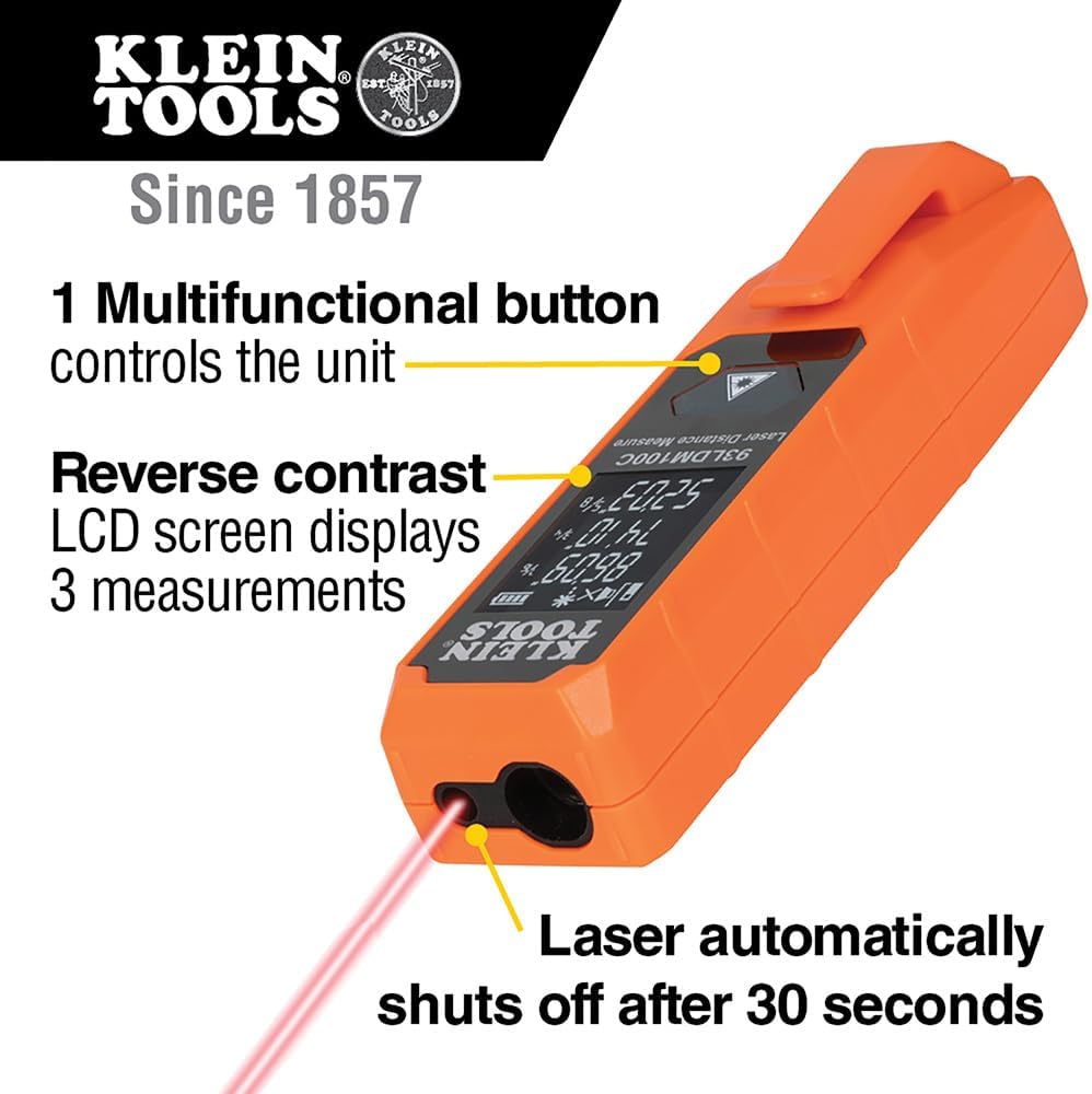 Klein Tools 93LDM100C – Máy đo laser nhỏ gọn 30,5 m, độ chính xác đến ±0,16 cm