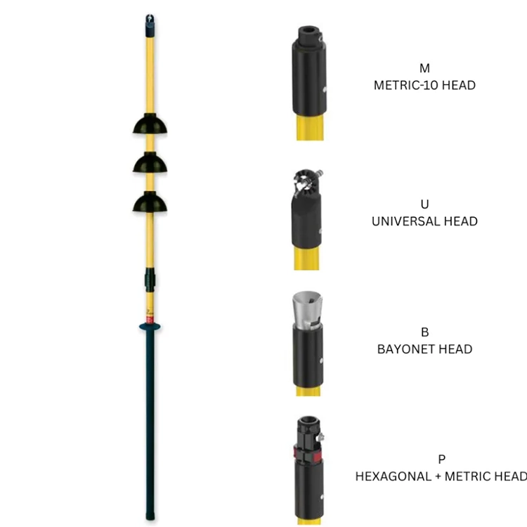 Sào thao tác nối ghép cách điện Sofamel BMAE – 2 đoạn, Ø32mm, 3 chụp chắn điện