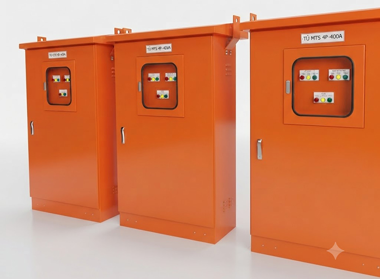 Tủ điện MTS 400A – Giải pháp chuyển đổi nguồn điện lưới và máy phát bằng tay cho nhà xưởng