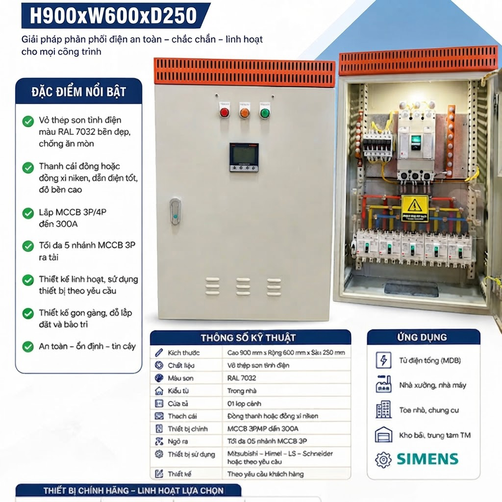 Tủ điện phân phối IEC-003: Tủ tổng MDB 300A gọn, an toàn và linh hoạt cho mọi công trình
