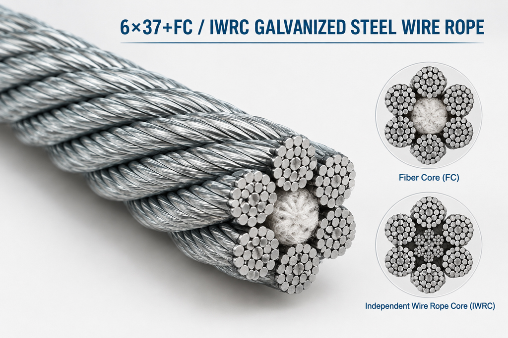 Cáp Thép Mạ Kẽm Chung Woo 6×37+FC / IWRC : Cáp Thép Chống Ăn Mòn Cho Môi Trường Ẩm Ướt
