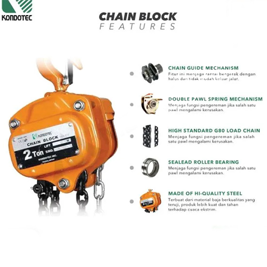 Pa lăng xích kéo tay 0.5–30 tấn Kondotec KT-C: Nâng hạ linh hoạt, an toàn — ảnh 3