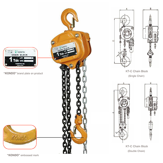 Pa lăng xích kéo tay 0.5–30 tấn Kondotec KT-C: Nâng hạ linh hoạt, an toàn — ảnh 4
