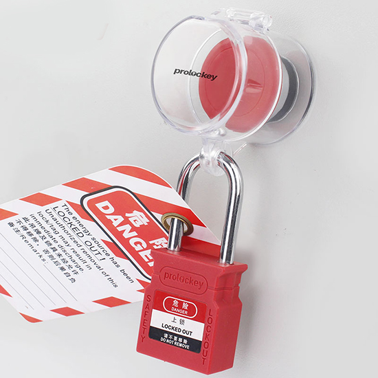 Khóa nút nhấn dừng khẩn cấp PROLOCKEY SBL10 – Khóa Emergency Stop 30mm bằng PC trong suốt