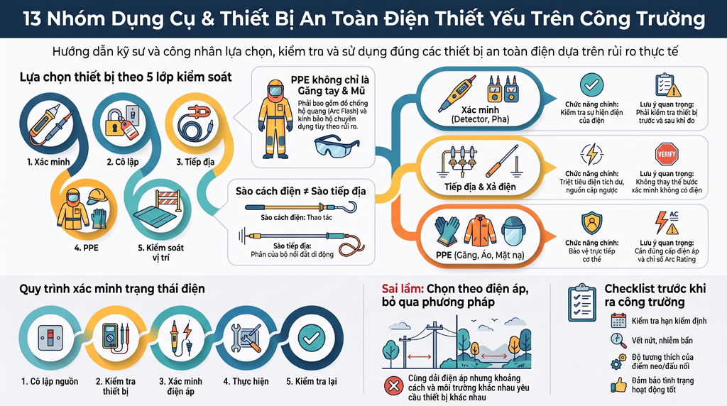 13 dụng cụ và thiết bị an toàn điện thiết yếu cho công trường