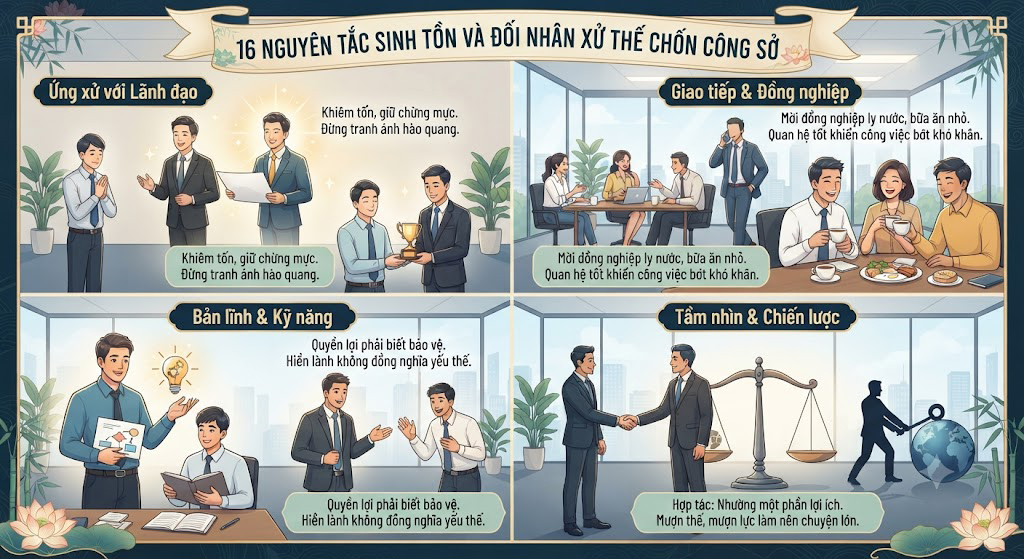 16 NGUYÊN TẮC SINH TỒN VÀ ĐỐI NHÂN XỬ THẾ CHỐN CÔNG SỞ