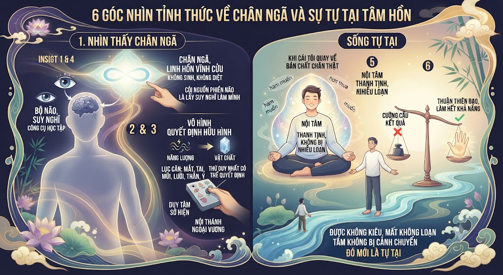 6 GÓC NHÌN TỈNH THỨC VỀ CHÂN NGÃ VÀ SỰ TỰ TẠI TÂM HỒN 🌿✨
