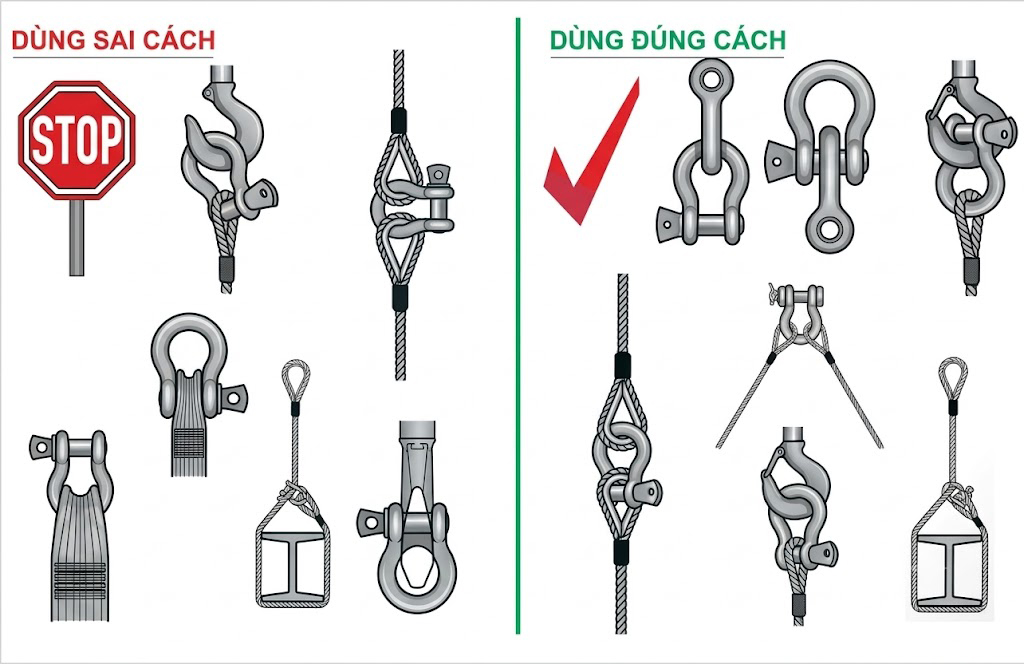 Cách sử dụng mã ní đúng cách: tải trọng, góc kéo, kiểm tra