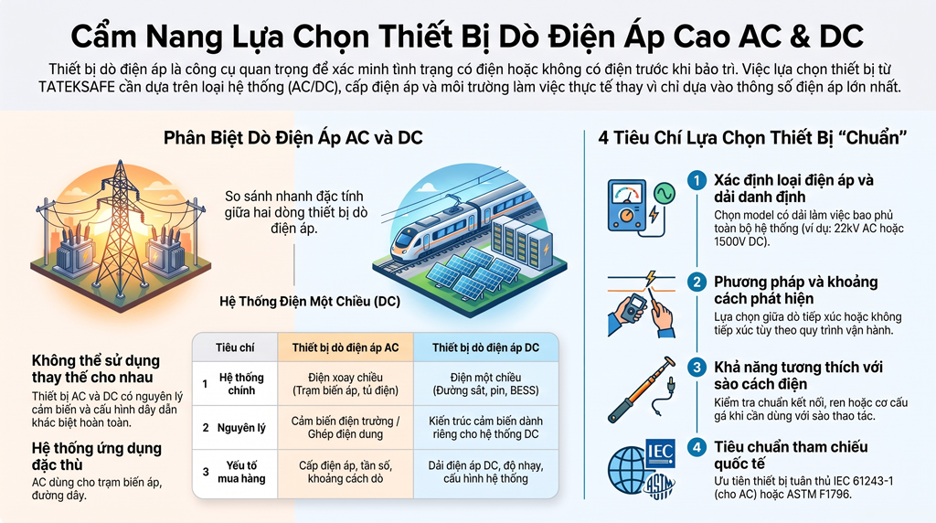 Thiết bị dò điện áp cao AC và DC cho vận hành điện an toàn