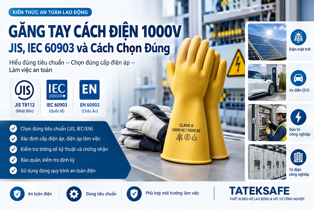 Găng Tay Cách Điện 1000V: JIS, IEC 60903 và Cách Chọn Đúng