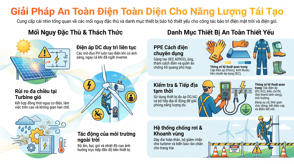 Giải pháp an toàn điện cho công trình năng lượng tái tạo