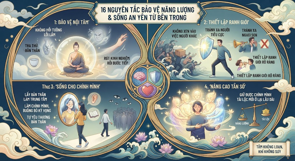 16 NGUYÊN TẮC BẢO VỆ NĂNG LƯỢNG & SỐNG AN YÊN TỪ BÊN TRONG 🌿✨