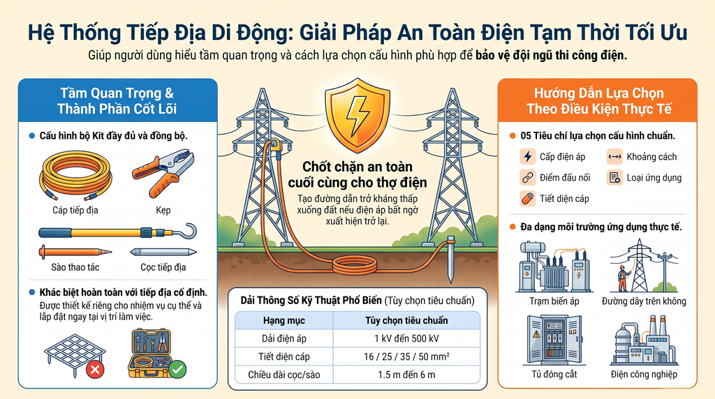 Hệ Thống Tiếp Địa Di Động – Giải Pháp An Toàn Điện Tạm Thời Tối Ưu
