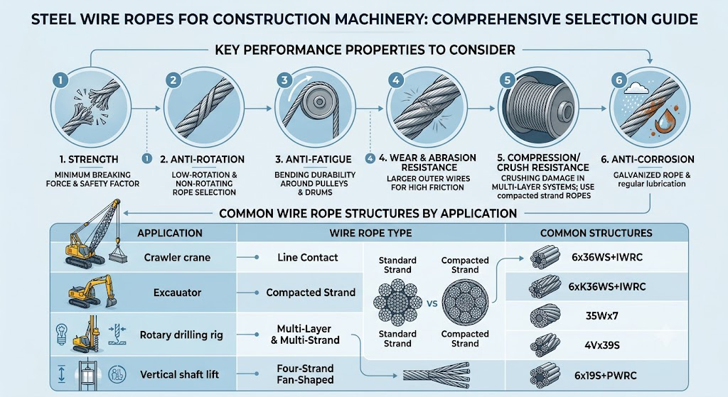 HƯỚNG DẪN LỰA CHỌN CÁP THÉP CHO MÁY MÓC XÂY DỰNG