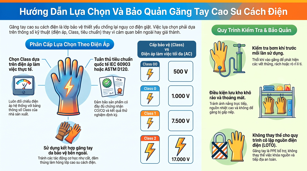 Găng Tay Cao Su Cách Điện Cho Công Nhân Điện – Hướng Dẫn Chọn