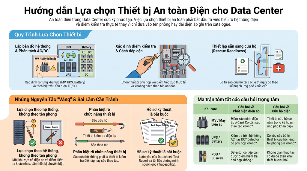 Thiết bị phát hiện điện áp và cứu hộ điện cho Data Center: Hướng dẫn lựa chọn và mua sắm