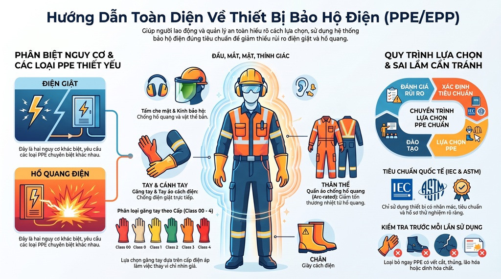 Hướng dẫn toàn diện về trang thiết bị bảo hộ cho công việc điện