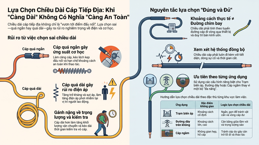 Lựa chọn chiều dài cáp bộ tiếp địa di động: Hướng dẫn kỹ thuật
