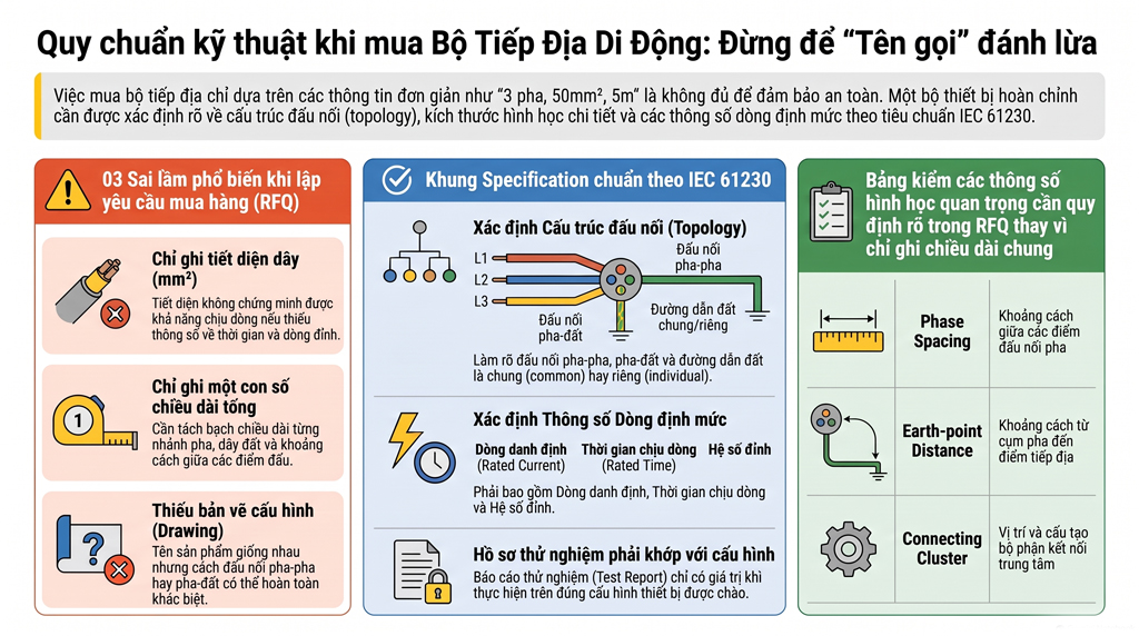 Kết nối pha-pha và pha-đất trong bộ tiếp địa di động: Những điều người mua cần lưu ý