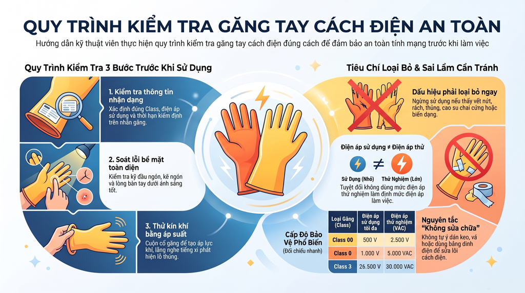 Cách Kiểm Tra Găng Tay Cách Điện Đúng Cách: Quy Trình & Tiêu Chí