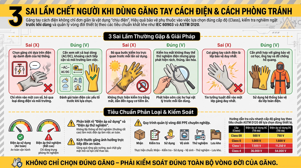 5 lỗi thường gặp khi sử dụng găng tay cách điện và cách phòng tránh