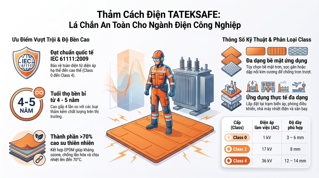 Thảm Cách Điện Cao Su – Giải Pháp An Toàn Điện Đạt Chuẩn IEC 61111
