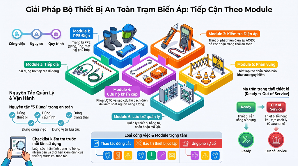 Checklist bộ thiết bị an toàn trạm biến áp: Kỹ sư và đội bảo trì cần chuẩn bị gì?