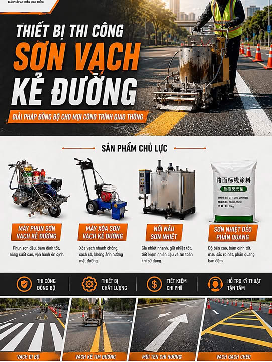 Thiết Bị Thi Công Sơn Vạch Kẻ Đường – Giải Pháp Đồng Bộ Cho Mọi Công Trình Giao Thông