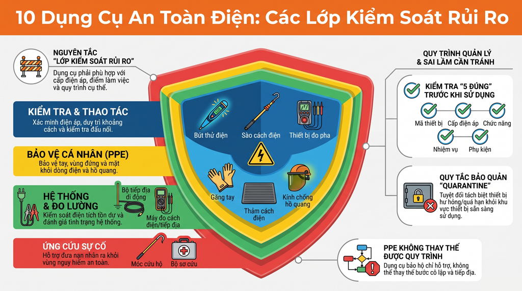 Top 10 dụng cụ an toàn điện thiết yếu cho kỹ sư và thợ điện