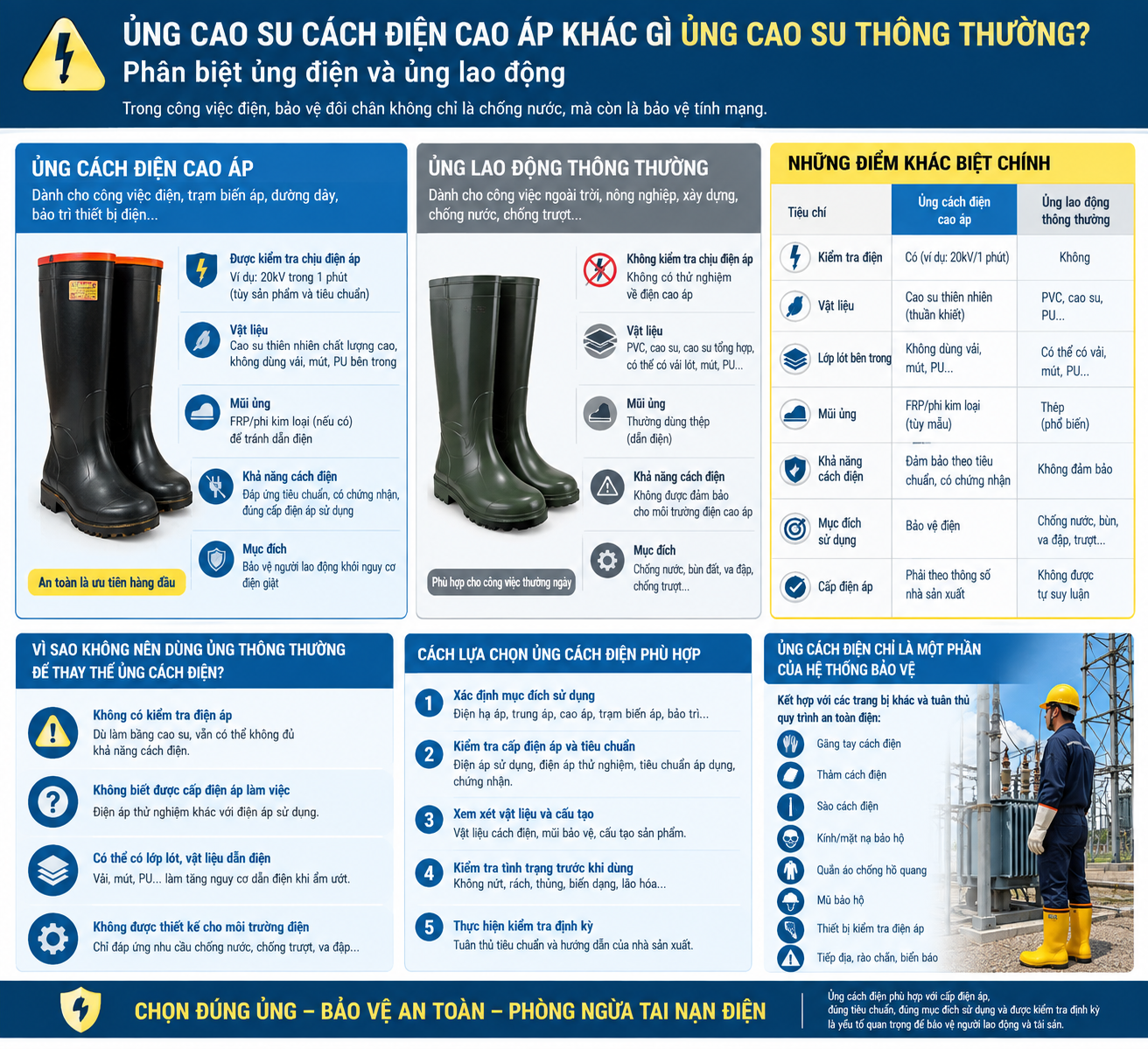 Ủng Cao Su Cách Điện Cao Áp Khác Gì Ủng Cao Su Thông Thường?
