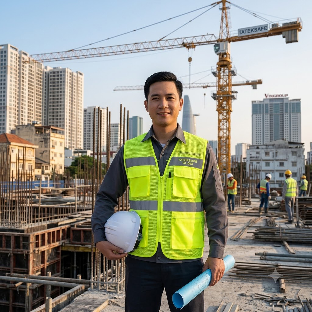Áo Gile cho Kỹ Sư Xây Dựng TATEKSAFE GL-003: Giải Pháp An Toàn Hiện Đại