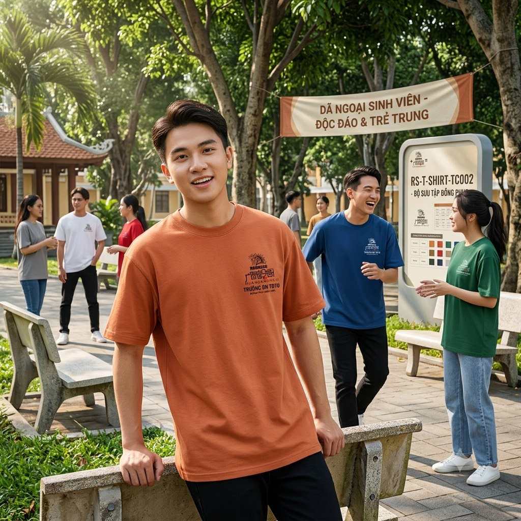 Áo thun đồng phục cổ tròn RS-T-SHIRT-TC002 – Vait thun 65/35 bốn chiều thoải mái vận động