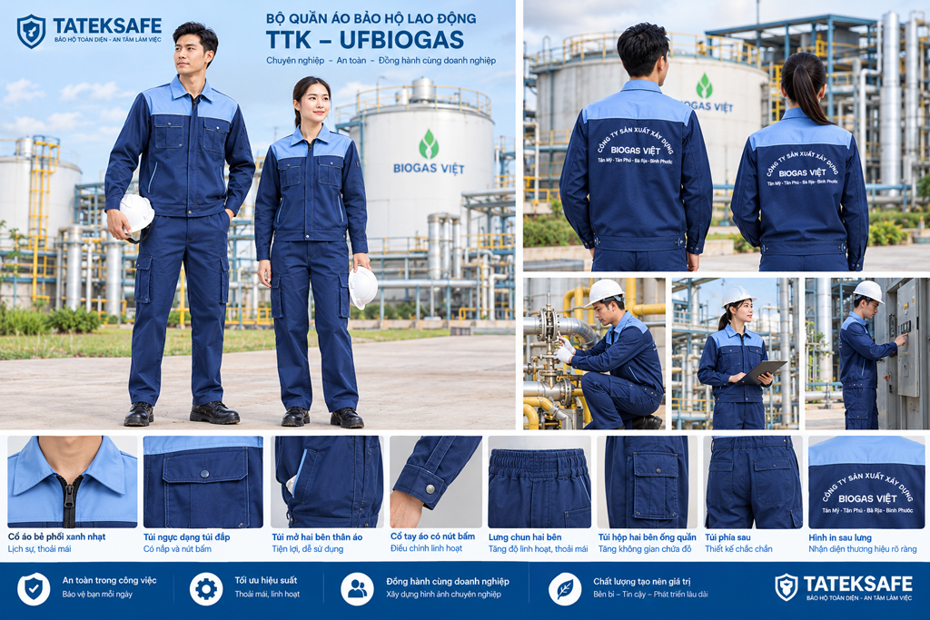 Bộ quần áo bảo hộ lao động TTK-UFBIOGAS | Đồng phục kỹ thuật BIOGAS VIỆT