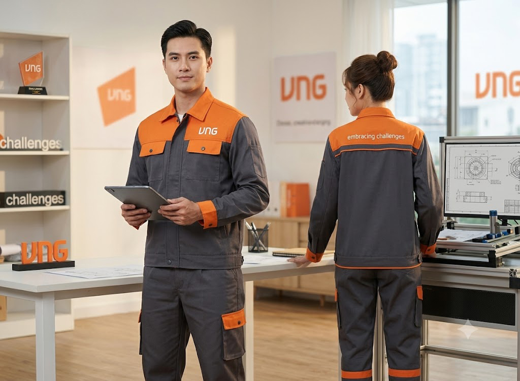 Bộ Quần Áo Lao Động TTK-UFVNG | Đồng Phục Công Nhân Màu Xám Phối Cam