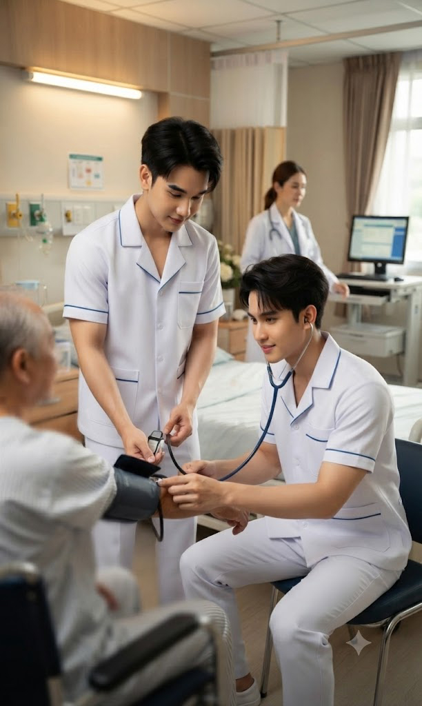 Đồng Phục Điều Dưỡng Nam Mùa Hè TY-DSNA01H: Mẫu Áo Blouse Cổ Bẻ Hai Ve Phối Màu Chuẩn Bộ Y Tế — ảnh 4