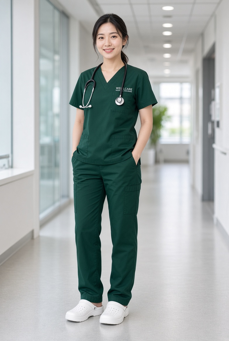 Đồng Phục Nữ Bác Sĩ Phẫu Thuật YT-BSNUPT01 – Bộ Phẩu Kháng Khuẩn, Co Giãn Tối Ưu