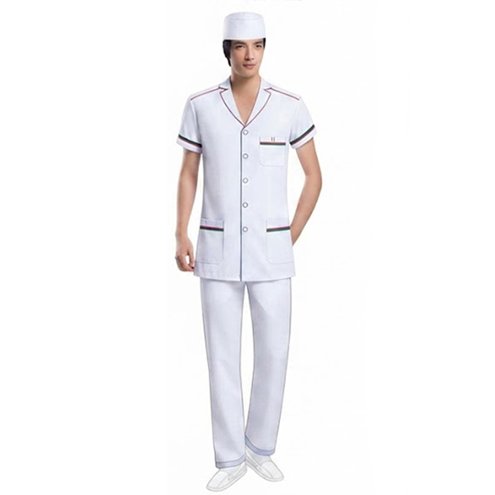 Đồng Phục Điều Dưỡng Nam Mùa Hè TY-DSNA01H : Mẫu Áo Blouse Cổ Bẻ Hai Ve Phối Màu Chuẩn Bộ Y Tế
