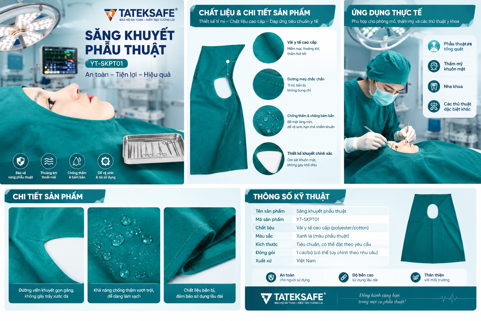 Săng Khuyết Phẫu Thuật YT-SKPT01 – Vải Y Tế Cao Cấp, Kháng Khuẩn, Tái Sử Dụng Chuẩn Bộ Y Tế