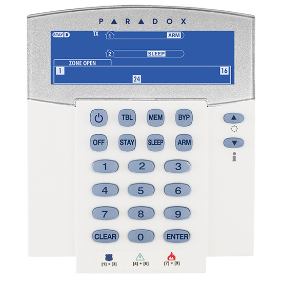 Bàn phím LCD cố định không dây 32 Zone Paradox K37