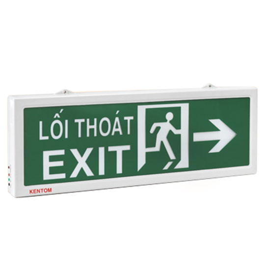 Đèn Exit lối thoát hướng phải gắn tường 2 mặt KenTom KT-640