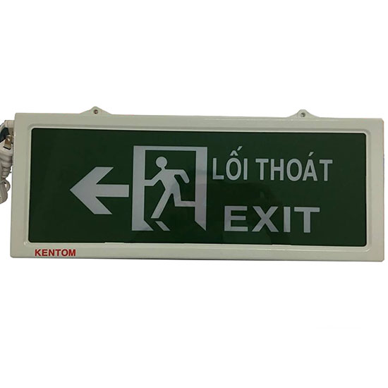 Đèn Exit lối thoát hướng trái gắn tường 2 mặt KenTom KT-620