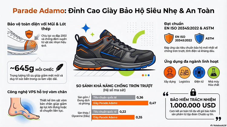 Giày Bảo Hộ ADAMO S3: An Toàn Vượt Trội Cho Mọi Môi Trường Công Nghiệp — ảnh 7