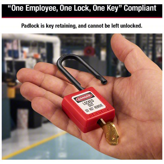 Khóa an toàn còng nylon 6mm Master Lock 406RED — ảnh 4