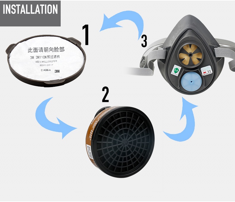 Bộ mặt nạ bảo hộ phòng độc nửa mặt 3M 3200 và 1 phin lọc 3M 3301 — ảnh 4