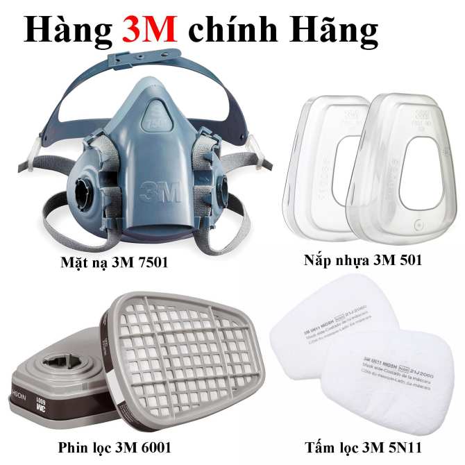 Bộ mặt nạ phòng độc 3M 7501 + Phin lọc 3M 6001